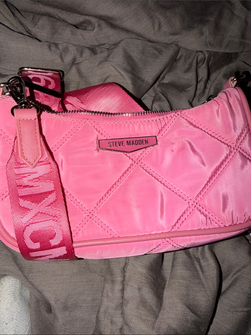 Steve Madden BVITAL-G Hot Pink Quilted Crossbody Bag  No Call Outs